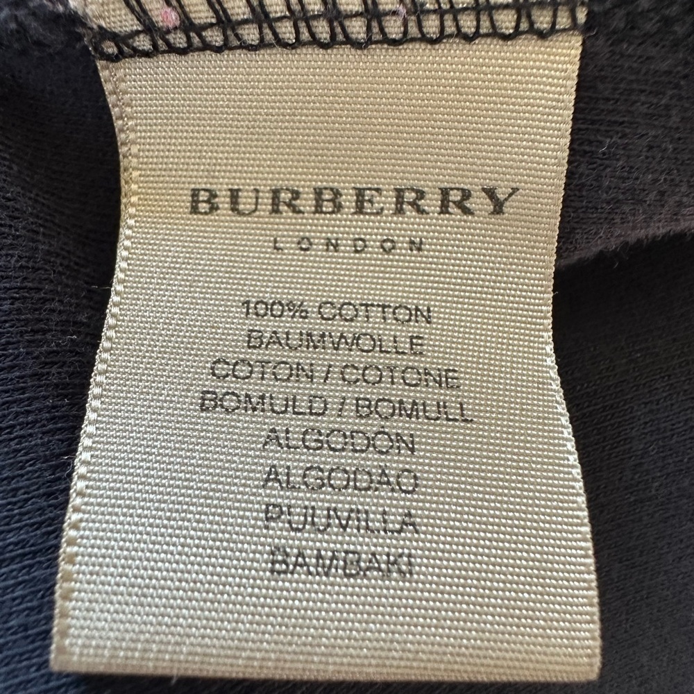 Burberry Navy Long Sleeve Polo Shirt with Plaid Accents size XXL runs Small - Picture 7 of 8